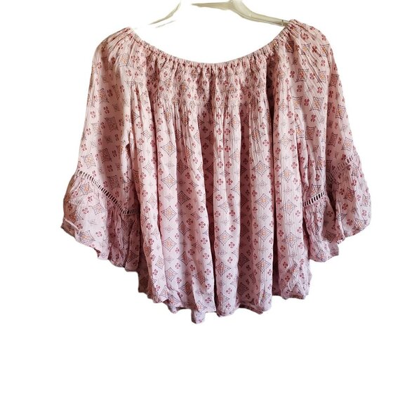 Molly Green Boho Peasant On Off Shoulder Rayon Blouse Small - Picture 3 of 9
